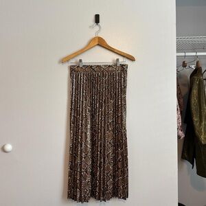 Zara Brown Tan Pleated Midi Skirt Cocktail